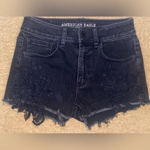 American Eagle Black Lace Hi-Rise Shorts
